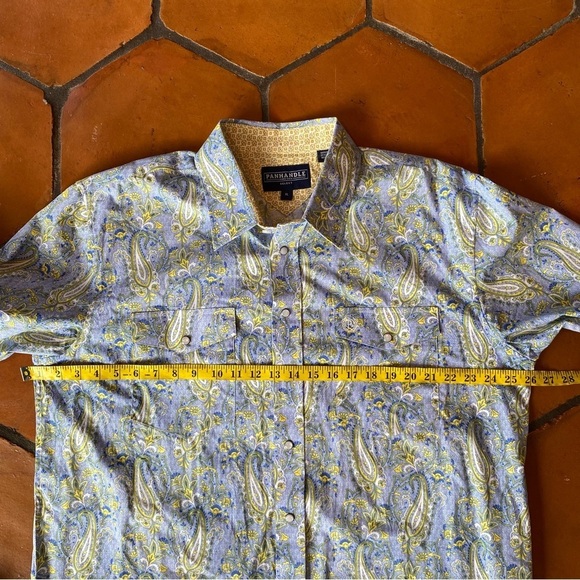 Panhandle Select Blue Paisley Contrast Cuff Pearl Snap Business shirt mens Sz XL - Picture 8 of 8